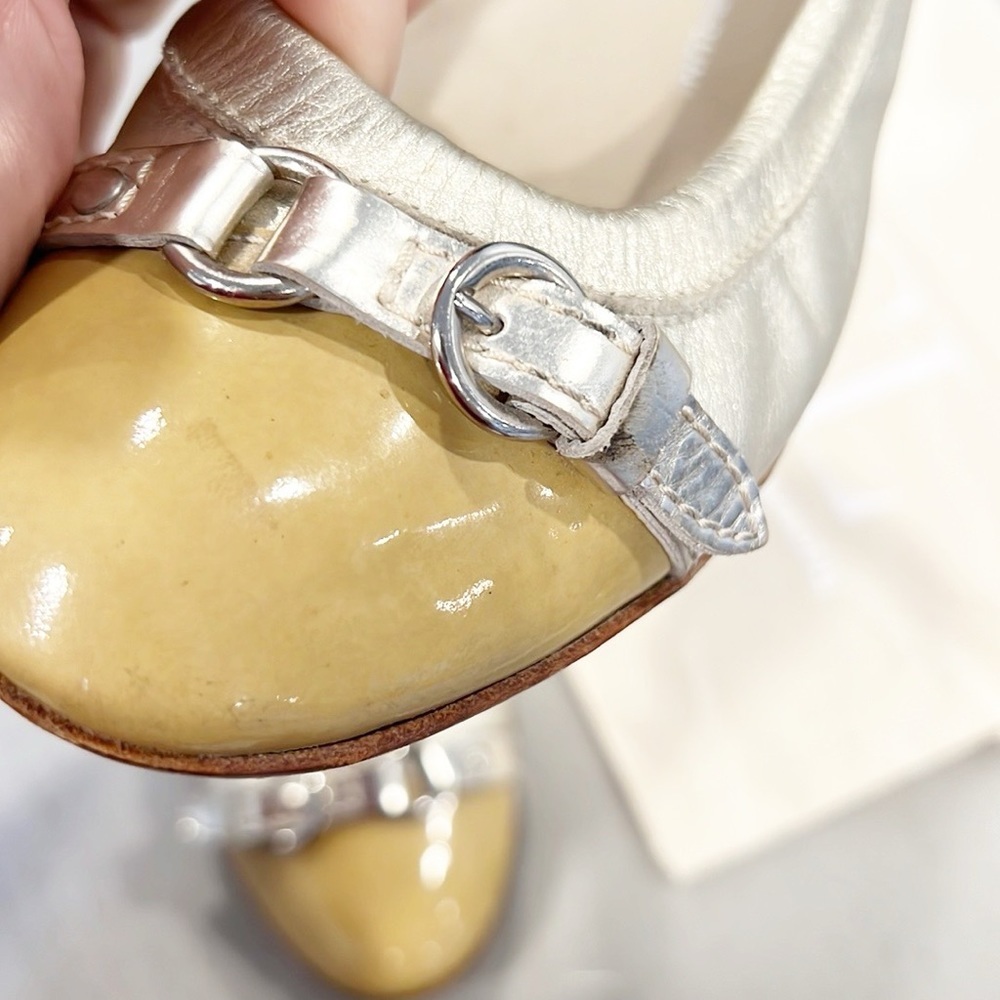 AGL MONIKA FLAT IN Tan GOLD Patent Leather Cap Toe Size 36.5 6.5 - Picture 10 of 15